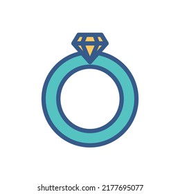 gem ring icon. Icon related to wedding. Lineal color icon style. Simple design editable