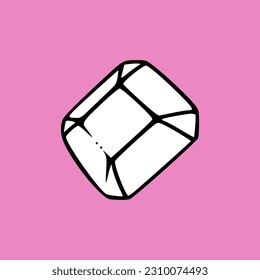Gem Stein. Kristallschatz wie Diamant oder Smaragd. Vektorgrafik einzeln auf rosafarbenem Hintergrund