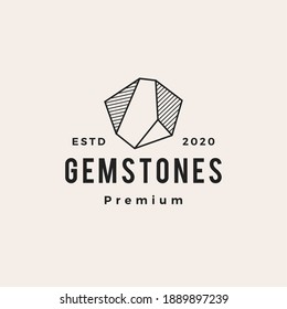 gem stone hipster vintage logo vector icon illustration