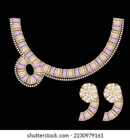 gem stone jewelry necklace and earrings for wedding.