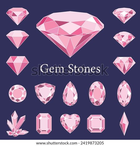 Gem stones icon set, vector illustration