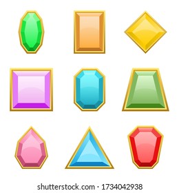 Ilustración de diseño vectorial de piedras de gema aislada en fondo blanco