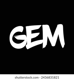 gem text on black background.