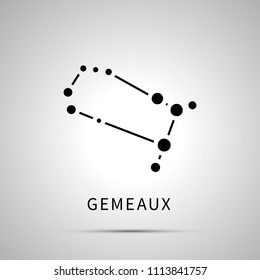 Gemeaux constellation simple black icon with shadow on gray