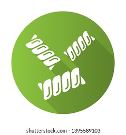 Gemelli pasta flat design long shadow glyph icon. Fusilli bucati, riccioli. Italian food. Spiral macaroni. Mediterranean cuisine. Dry dough product. Type of noodles. Vector silhouette illustration