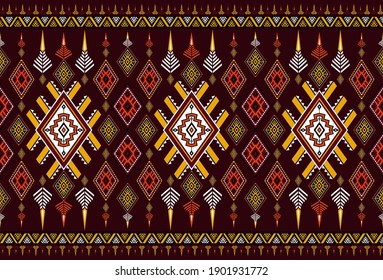 Gemetric Ethnic Oriental Ikat Pattern Traditional Design For Background,carpet,wallpaper,clothing,wrapping,batic,fabric,vector Illustraion.embroidery Style.