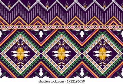 Gemetric ethnic oriental ikat pattern traditional Design for background,carpet,wallpaper,clothing,wrapping,batic,fabric,vector illustraion.Abstract ethnic geometric pattern design for background or wa