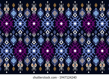 Gemetric ethnic oriental ikat pattern traditional Design for background,carpet,wallpaper,clothing,wrapping,batic,fabric,vector illustraion.embroidery style.