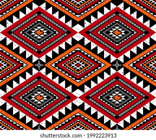 Gemetric ethnic oriental ikat pattern traditional Design for background,carpet,wallpaper,clothing,wrapping,batic,fabric,vector illustraion.Abstract ethnic geometric