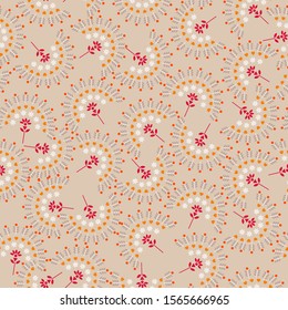 Gemetric pattern in random repeat retro ethnic mood samless vector ,Design for fashion,fabric,web,wallpaper,wrapping and all prints on light beige background color