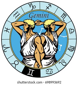 gemini astrological horoscope sign in the zodiac wheel