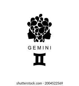 Gemini astrological sign illustration. Zodiac vector illustration isolated on white