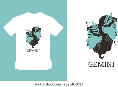 gemini astrological sign t shirt design editable template
