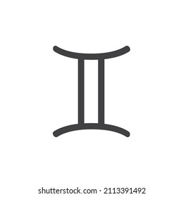 Gemini astrology sign line icon. linear style sign for mobile concept and web design. Gemini horoscope outline vector icon. Symbol, logo illustration. Vector graphics