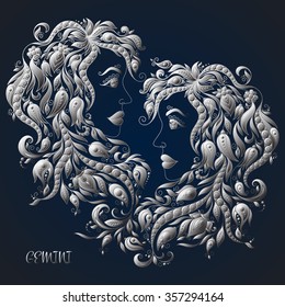 Gemini. Astrology Zodiac sign. Vector zodiac. Hand drawn style.