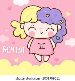 Gemini cartoon, sagittarius tattoo horoscope love illustration doodle(Kawaii character),zodiac character sign vector, astrological symbol.Nursery Wall Fairytales magic,hand drawn.Perfect for kid card.