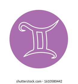 Gemini color line icon. Zodiac sign. Astrology and horoscope. Predictions and human character. Element air. Ruler Mercury. UI UX GUI design element. Editable stroke.