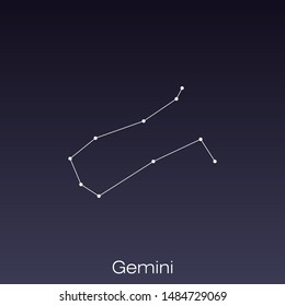 Gemini constellation as it can be seen by the naked eye.