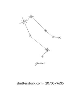 Gemini Constellation, Horoscope, Stars, Astrology. Line Illustration, Vector.