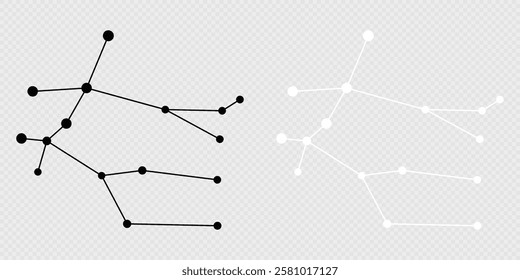 Gemini constellation map set. Vector illustration.