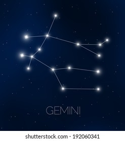 Gemini Constellation In Night Sky