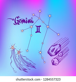 Gemini constellation. Schematic representation of the signs of the zodiac.