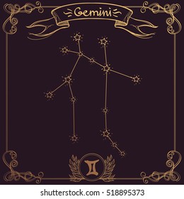 Gemini constellation. Schematic representation of the signs of the zodiac.