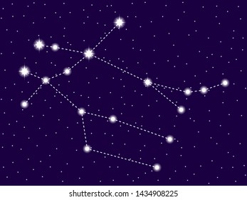 Gemini constellation. Starry night sky. Vector illustration