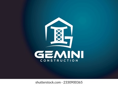 Gemini construction logo design vector template