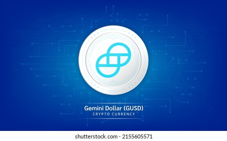 Gemini Dollar coin cryptocurrency token symbol. Coin icon on dark  background. Technology for finance in International stock blockchain. Vector illustration.