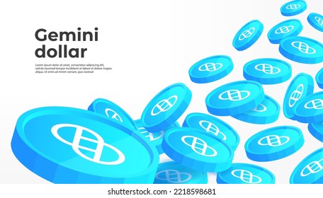 Gemini dollar (GUSD) cryptocurrency concept banner background.