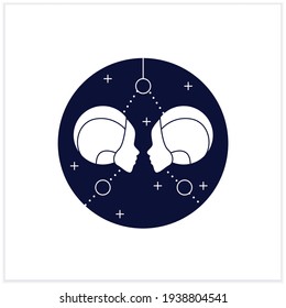 Gemini flat icon. Third fire sign in zodiac. Horoscope twins. Mystic horoscope sign. Astrological science concept. Vector illustration