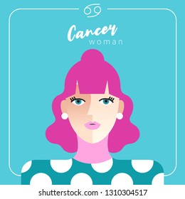 Gemini Girl : Beautiful woman with horoscope sign :Vector Illustration