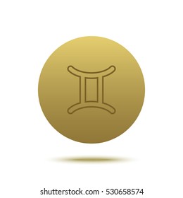 Gemini golden icon. Astrology symbol vector illustration. Golden zodiac sign. Isolated on a white background. Horoscope predicts your destiny.