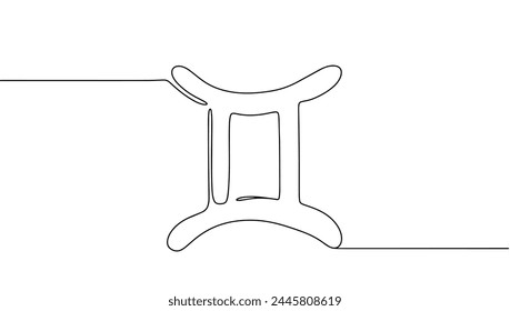 Zwillinge. Ein grafisches Element, das mit einer fortlaufenden Linie gezeichnet wird. Astrologisches Symbol Einfache Vektorillustration.