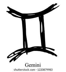 Gemini hand drawn Zodiac sign. Vector graphic. Sketch style illustration. Can be used for mobile, infographic, website or app.