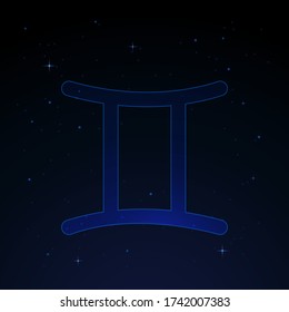 Gemini, the heavenly twins zodiac sign on the starry night sky.
