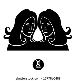 GEMINI horoscope sign in twelve zodiac with white background.