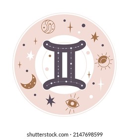 Gemini Horoscope sign vector - Zodiac astrology element. Esoteric symbol for logo or icon.