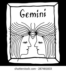 Gemini horoscope sign vectorized hand draw
