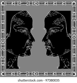 Gemini horoscope sign vectorized hand draw