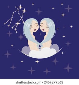 Gemini, horoscope in the style of cute girls