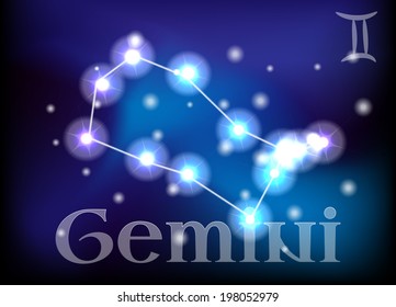 Gemini horoscope or zodiac or constellation vector illustration