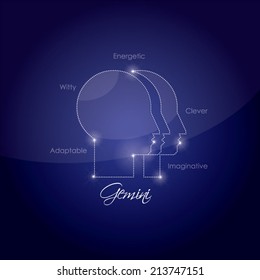 gemini horoscope zodiac sign vector illustration