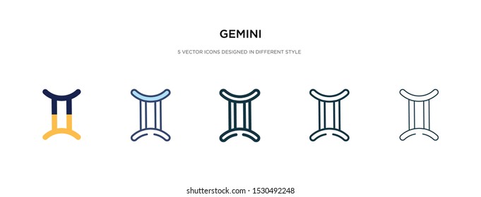 gemini icon in different style vector illustration. two colored and black gemini vector icons designed in filled, outline, line and stroke style can be used for web, mobile, ui