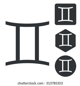 Gemini icon set, monochrome, isolated on white