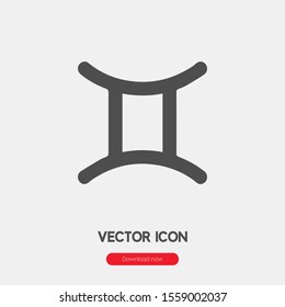 Gemini icon vector. Gemini symbol. Linear style sign for mobile concept and web design. Gemini symbol illustration. Pixel vector graphics - Vector.