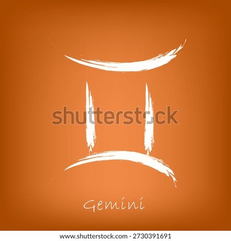Gemini Icon Vector. Zodiac Symbol Isolated on Orange Background. Sun Sign. Horoscope Concept. Astrology.