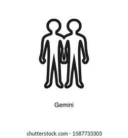 Gemini linear icon vector on white background. Black icon illustration