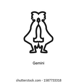 Gemini linear icon vector on white background. Black icon illustration